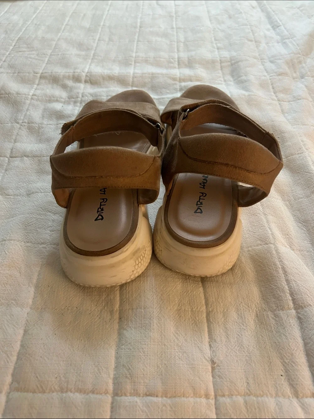 Dirty Laundry Tan Suede Platform Sandals with White Sole